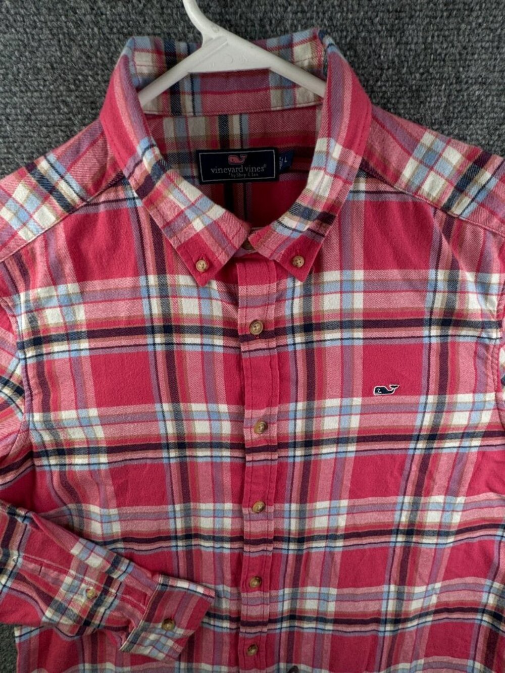 Vineyard Vines Flannel Button Up Shirt Long Sleeve Red Plaid Large Cotton Men